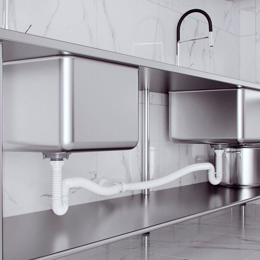 Sifão Duplo Sanfonado Extensível Censi 1,1m Branco Branco 7200-01001 - 3