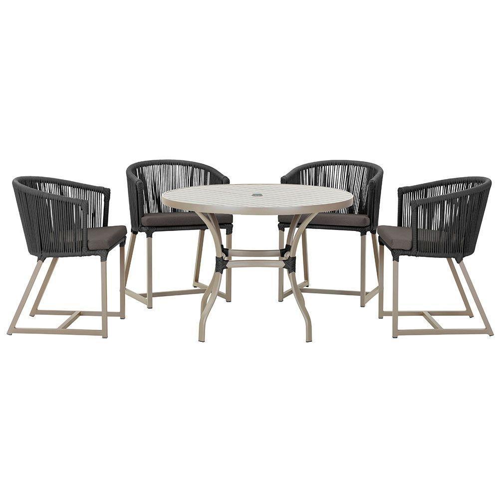 Mesa Com 4 Cadeiras E Noronha Estofado 11 Trama Original Preto - 1