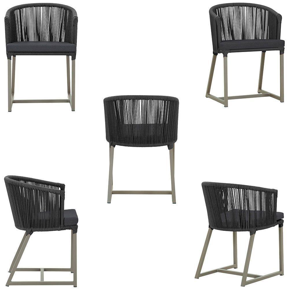 Mesa Com 4 Cadeiras E Noronha Estofado 11 Trama Original Preto - 2