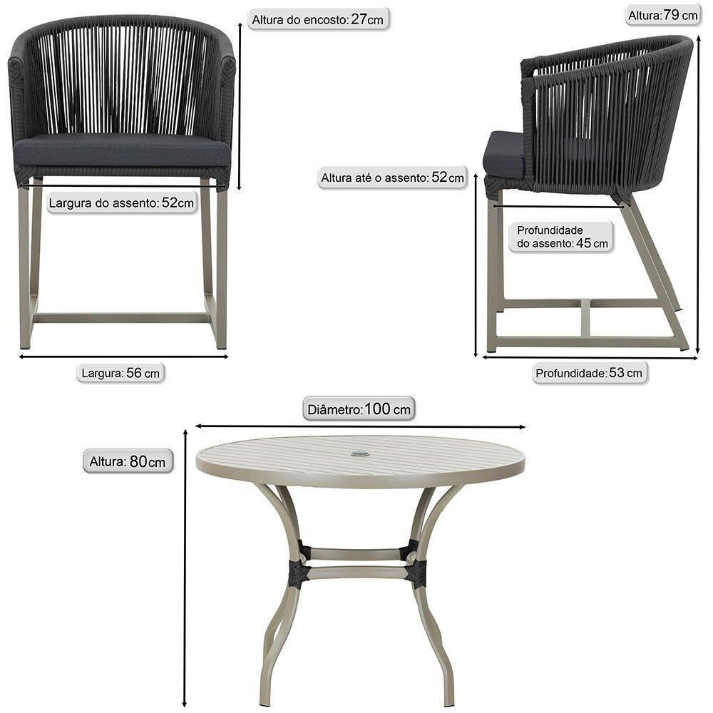 Mesa Com 4 Cadeiras E Noronha Estofado 11 Trama Original Preto - 5