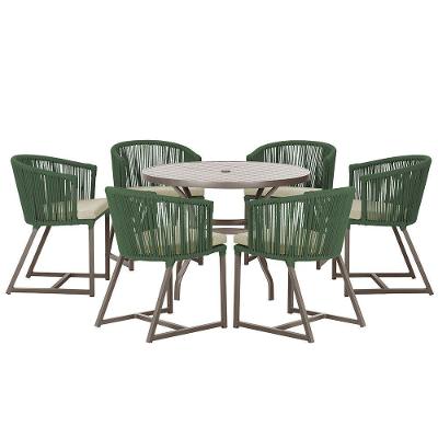 Mesa E 6 Cadeiras E Noronha Marrom E7 Trama Original Verde