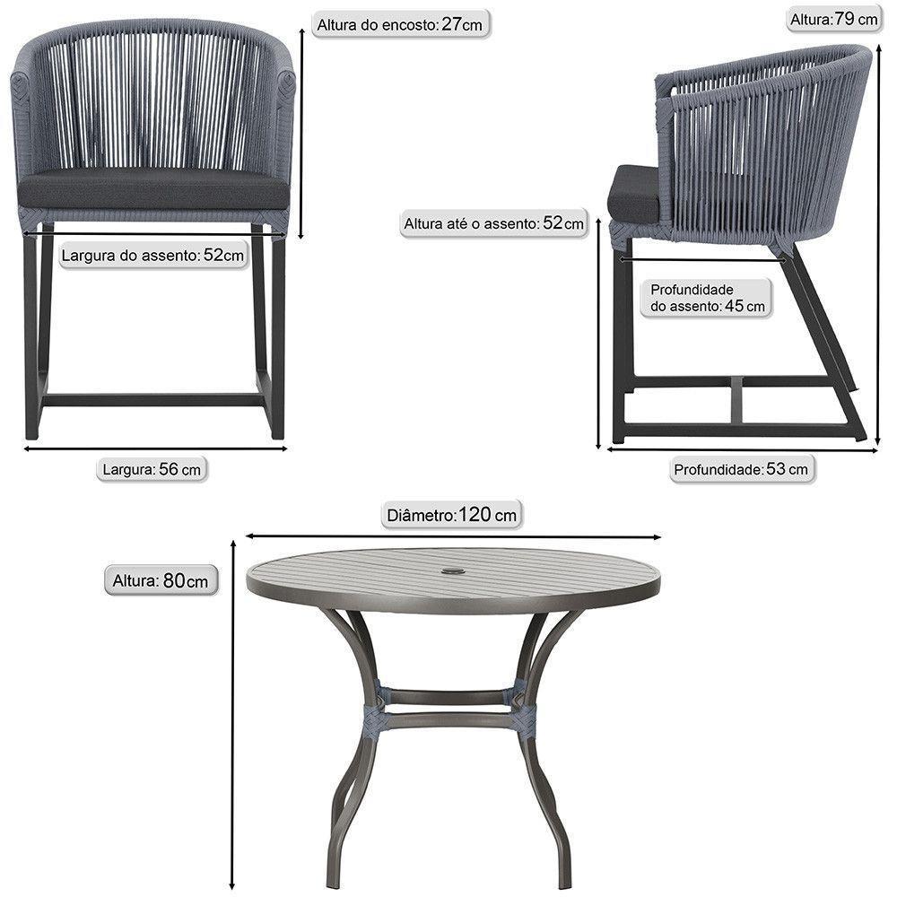 Mesa E 6 Cadeiras E Noronha Preto E11 Trama Original Prata - 2