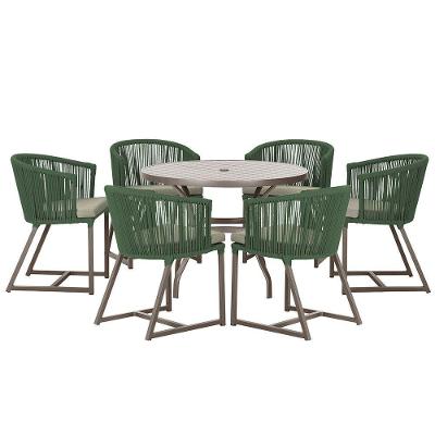 Mesa E 6 Cadeiras E Noronha Marrom E8 Trama Original Verde