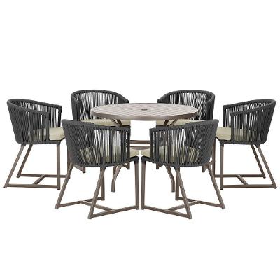 Mesa E 6 Cadeiras E Noronha Marrom E7 Trama Original Preto