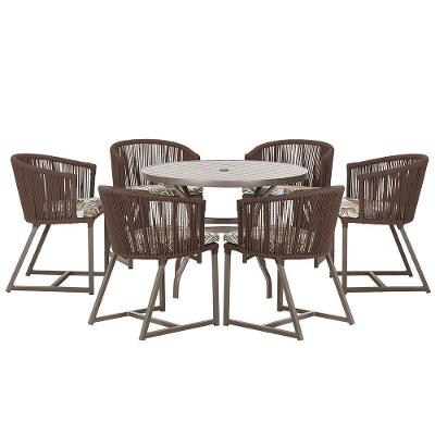 Mesa E 6 Cadeiras E Noronha Marrom E6 Trama Original Marrom