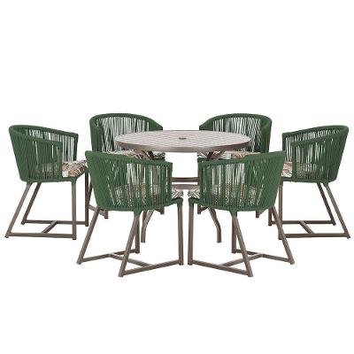 Mesa E 6 Cadeiras E Noronha Marrom E6 Trama Original Verde