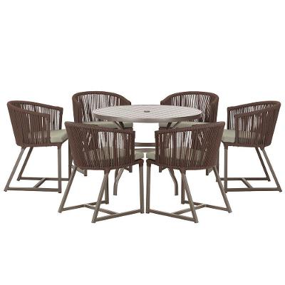 Mesa E 6 Cadeiras E Noronha Marrom E8 Trama Original Marrom