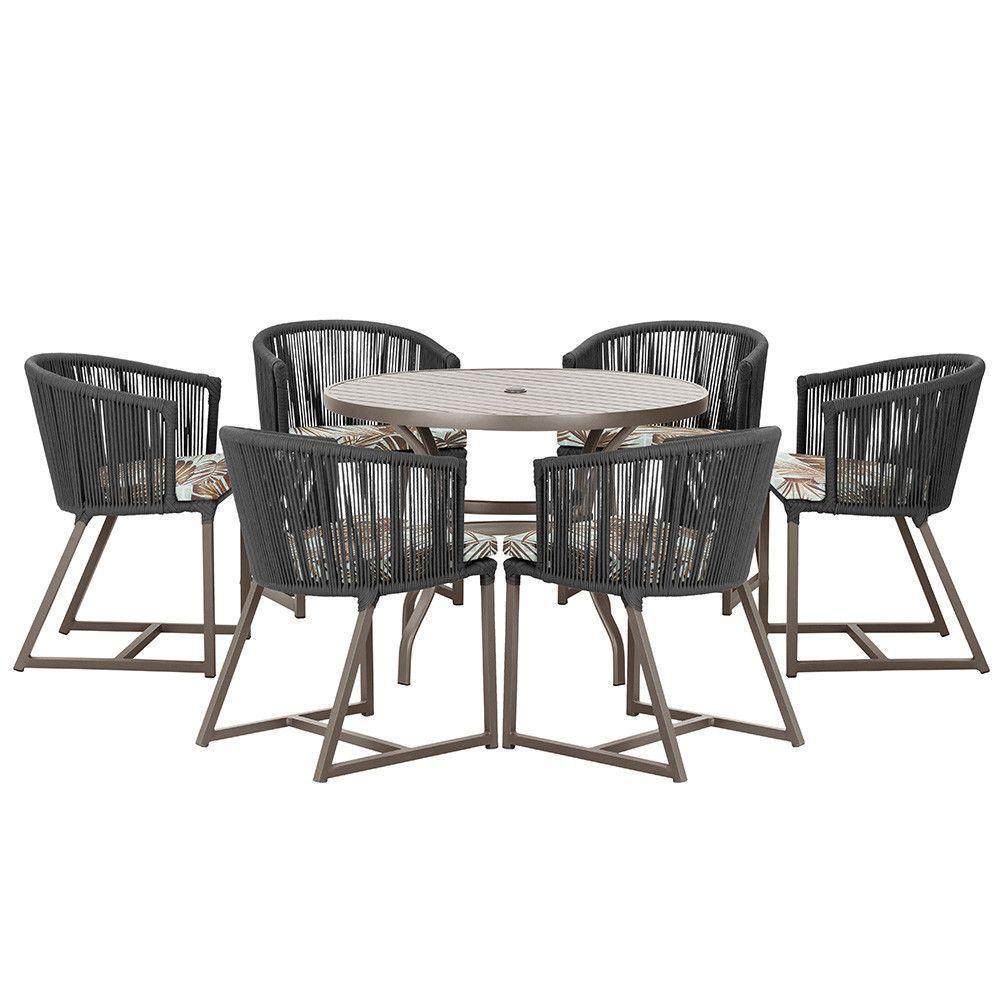 Mesa E 6 Cadeiras E Noronha Marrom E6 Trama Original Preto - 1