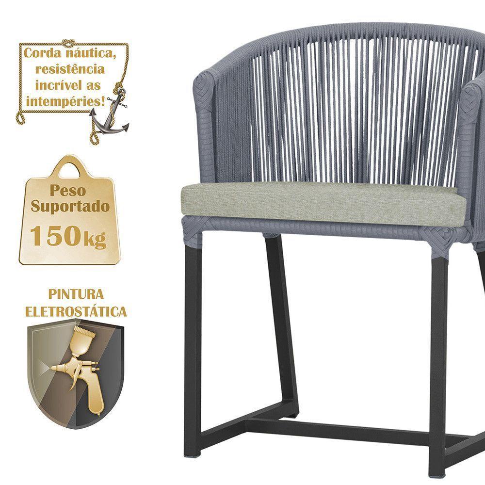 Mesa E 6 Cadeiras E Noronha Preto E3 Trama Original Prata - 4