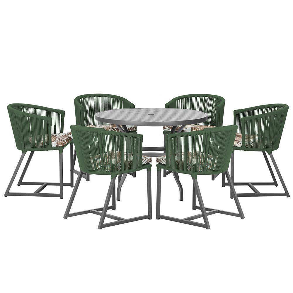 Mesa E 6 Cadeiras E Noronha Preto E6 Trama Original Verde - 1