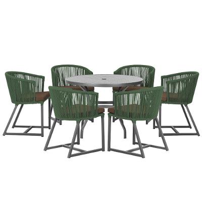 Mesa E 6 Cadeiras E Noronha Preto E9 Trama Original Verde