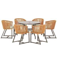 Mesa E 6 Cadeiras E Noronha Marrom E7 Trama Original Terra Cota - 1