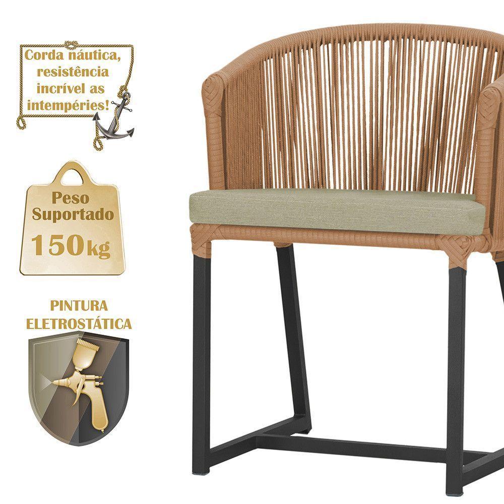 Mesa E 6 Cadeiras E Noronha Preto E7 Trama Original Terra Cota - 4