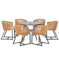 Mesa E 6 Cadeiras E Noronha Preto E7 Trama Original Terra Cota - 1