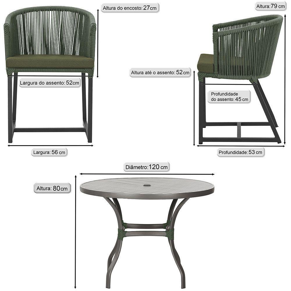 Mesa E 6 Cadeiras E Noronha Preto E13 Trama Original Verde - 2