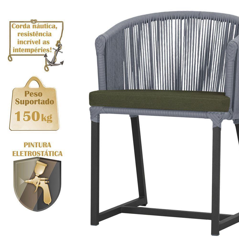 Mesa E 6 Cadeiras E Noronha Preto E13 Trama Original Prata - 4