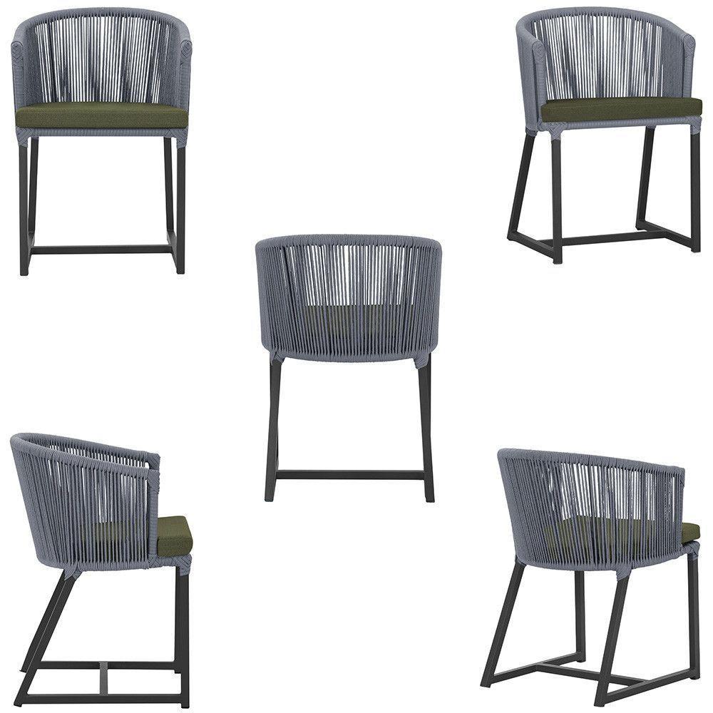 Mesa E 6 Cadeiras E Noronha Preto E13 Trama Original Prata - 5