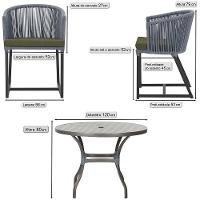 Mesa E 6 Cadeiras E Noronha Preto E13 Trama Original Prata - 2