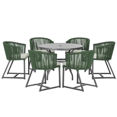 Mesa E 6 Cadeiras E Noronha Preto E3 Trama Original Verde
