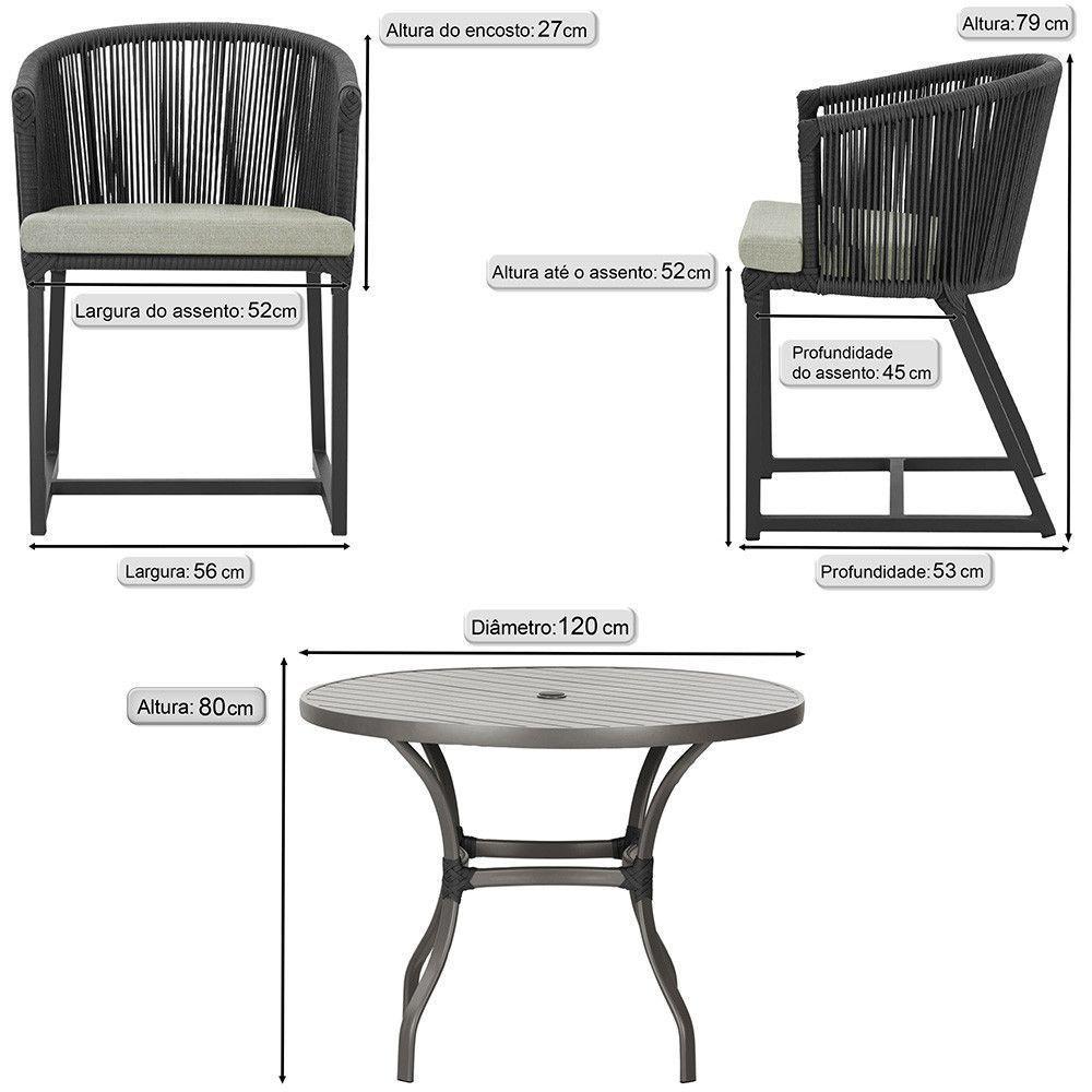 Mesa E 6 Cadeiras E Noronha Preto E3 Trama Original Preto - 2