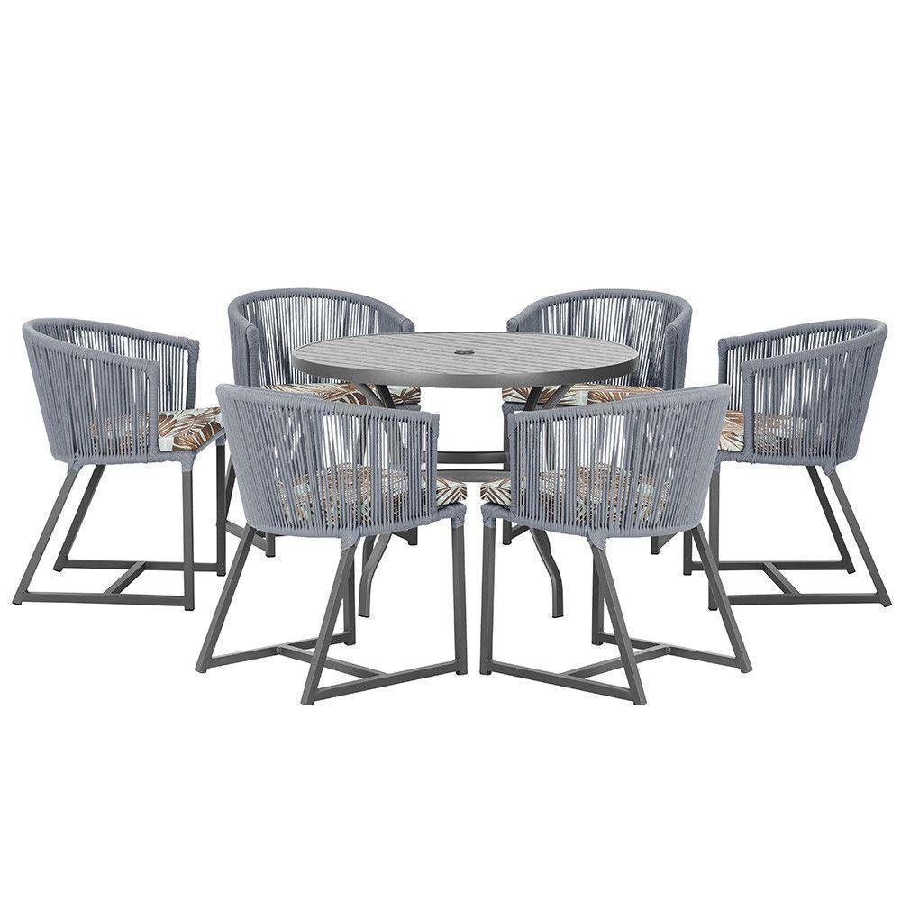 Mesa E 6 Cadeiras E Noronha Preto E6 Trama Original Prata - 1