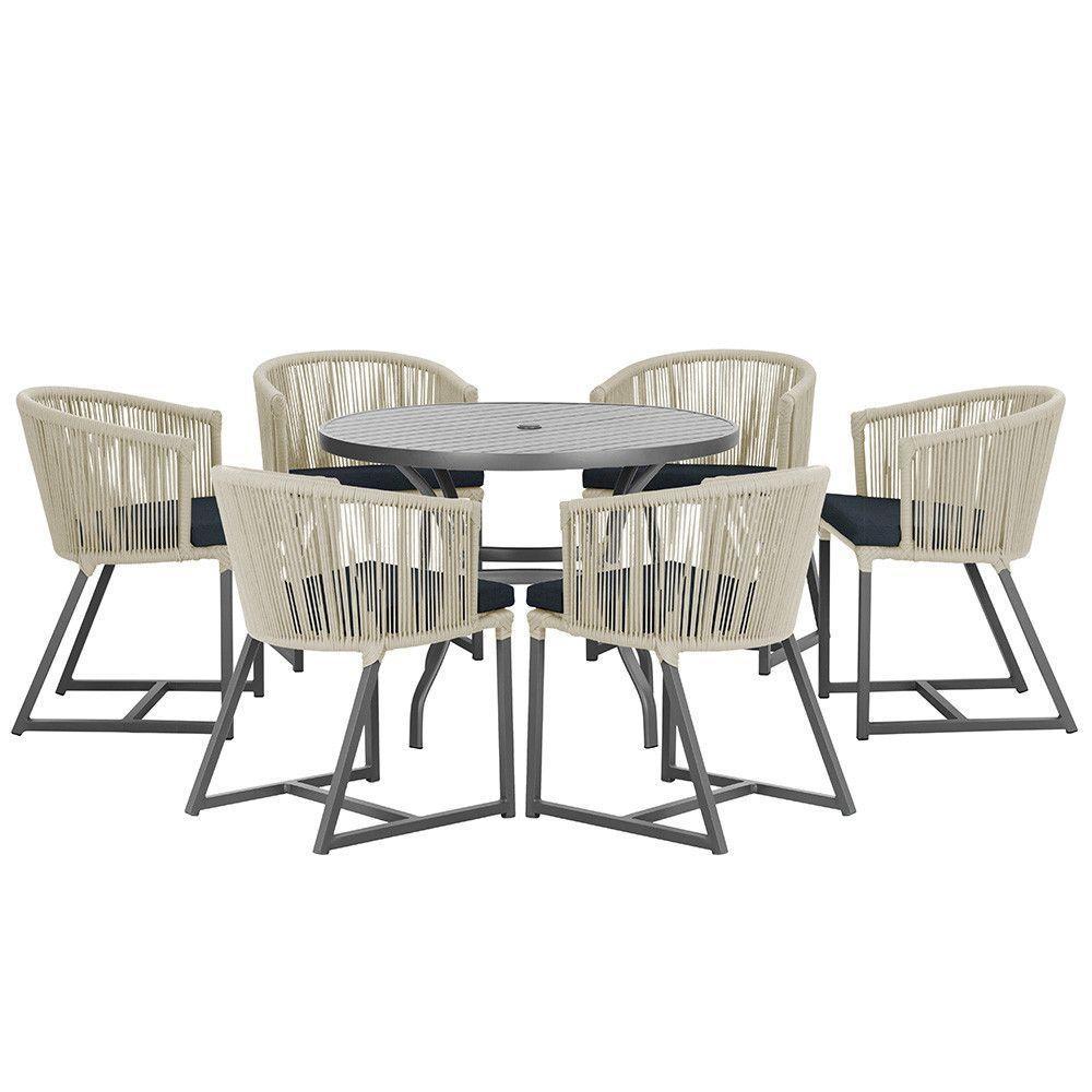 Mesa E 6 Cadeiras E Noronha Preto E12 Trama Original Rami - 1