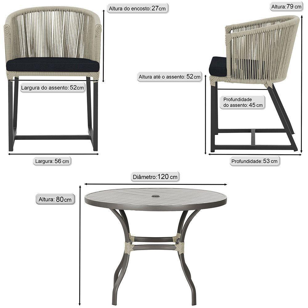 Mesa E 6 Cadeiras E Noronha Preto E12 Trama Original Rami - 2