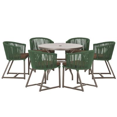 Mesa E 6 Cadeiras E Noronha Marrom E9 Trama Original Verde