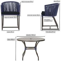 Mesa Com 6 Cadeiras De Jantar Noronha E12 Trama Original Azul - 2