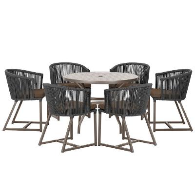 Mesa E 6 Cadeiras E Noronha Marrom E9 Trama Original Preto