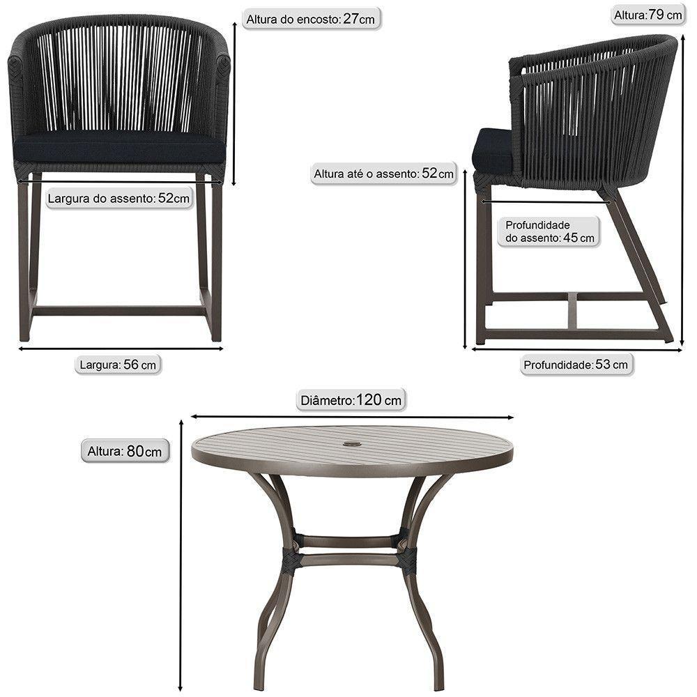 Mesa Com 6 Cadeiras De Jantar Noronha E12 Trama Original Preto - 3