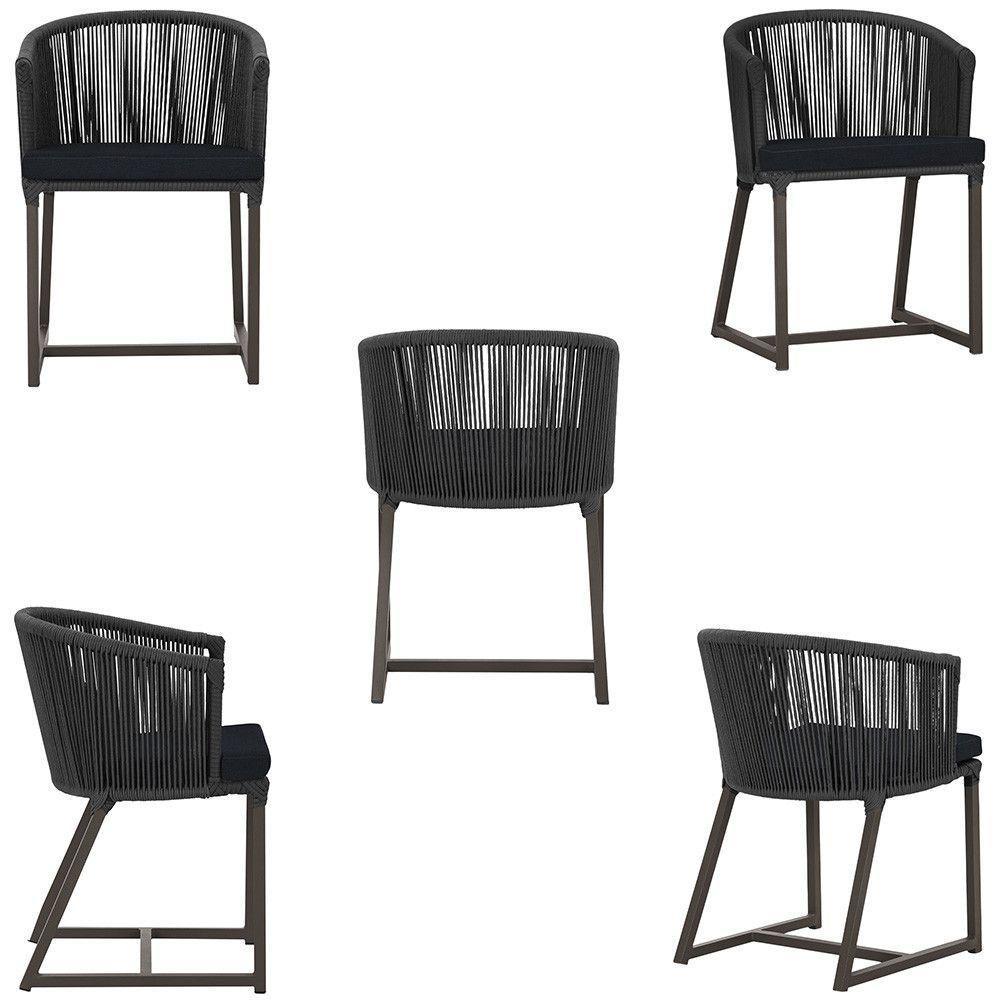 Mesa Com 6 Cadeiras De Jantar Noronha E12 Trama Original Preto - 6