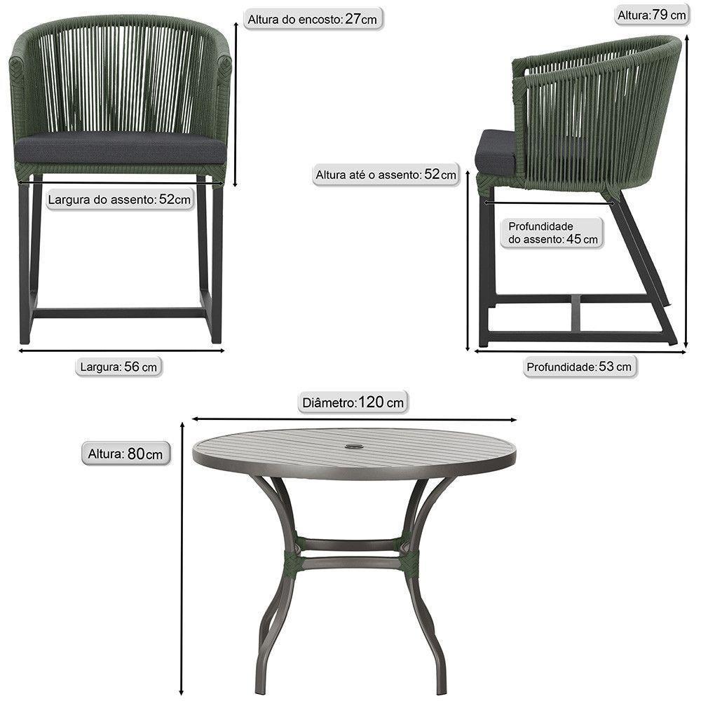 Mesa E 6 Cadeiras E Noronha Preto E11 Trama Original Verde - 2