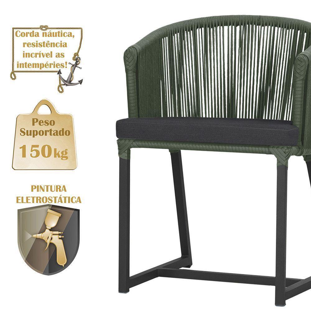 Mesa E 6 Cadeiras E Noronha Preto E11 Trama Original Verde - 4