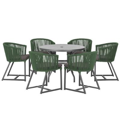 Mesa E 6 Cadeiras E Noronha Preto E11 Trama Original Verde