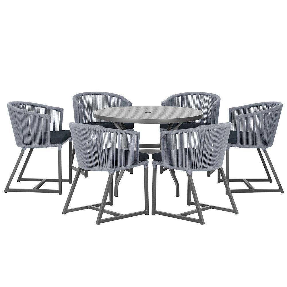 Mesa E 6 Cadeiras E Noronha Preto E12 Trama Original Prata - 1