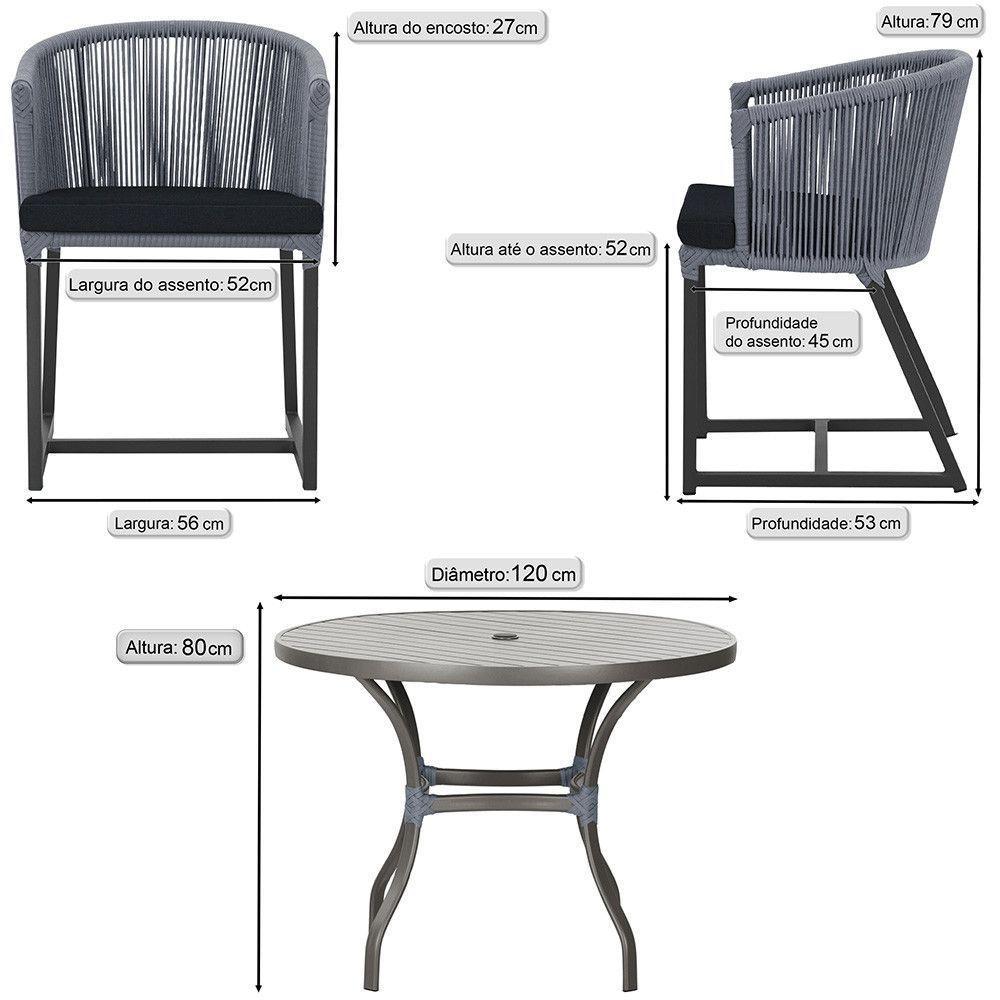 Mesa E 6 Cadeiras E Noronha Preto E12 Trama Original Prata - 2