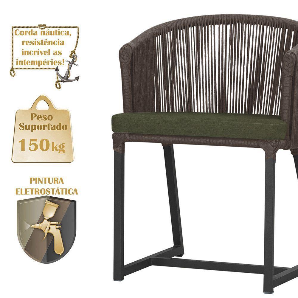 Mesa E 6 Cadeiras E Noronha Preto E13 Trama Original Marrom - 4