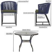 Mesa E 6 Cadeiras E Noronha Preto E13 Trama Original Azul - 2