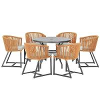 Mesa E 6 Cadeiras E Noronha Preto E3 Trama Original Terra Cota - 1