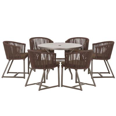 Mesa E 6 Cadeiras E Noronha Marrom E9 Trama Original Marrom