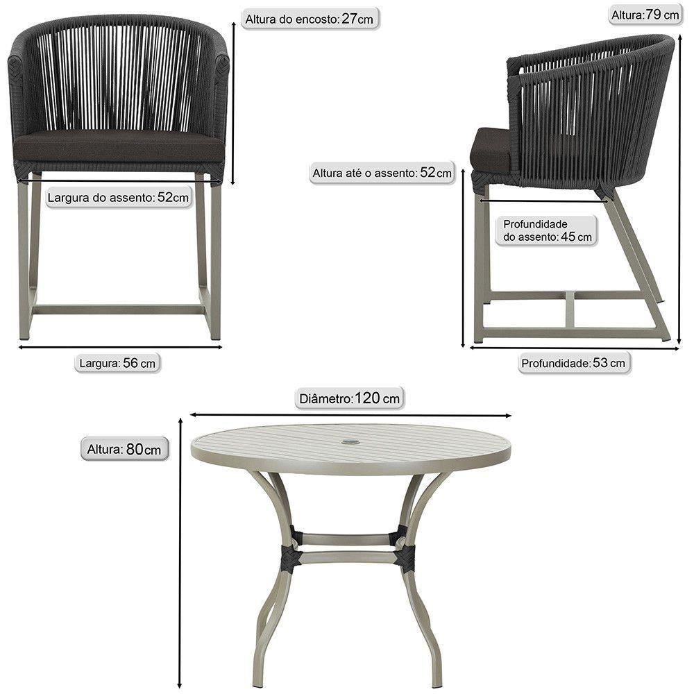 Mesa E 6 Cadeiras De Jantar Noronha Fendi E9 Trama Original Preto - 2