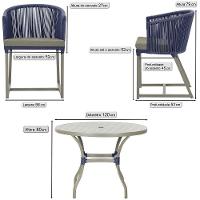 Mesa e 6 Cadeiras De Jantar Noronha Fendi E8 Trama Original Azul - 3