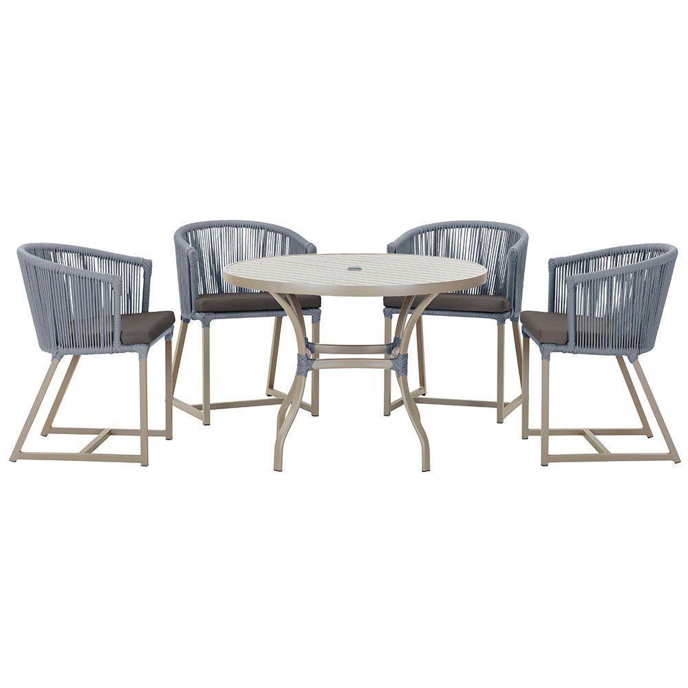 Mesa Com 4 Cadeiras E Noronha Estofado 11 Trama Original Prata - 1