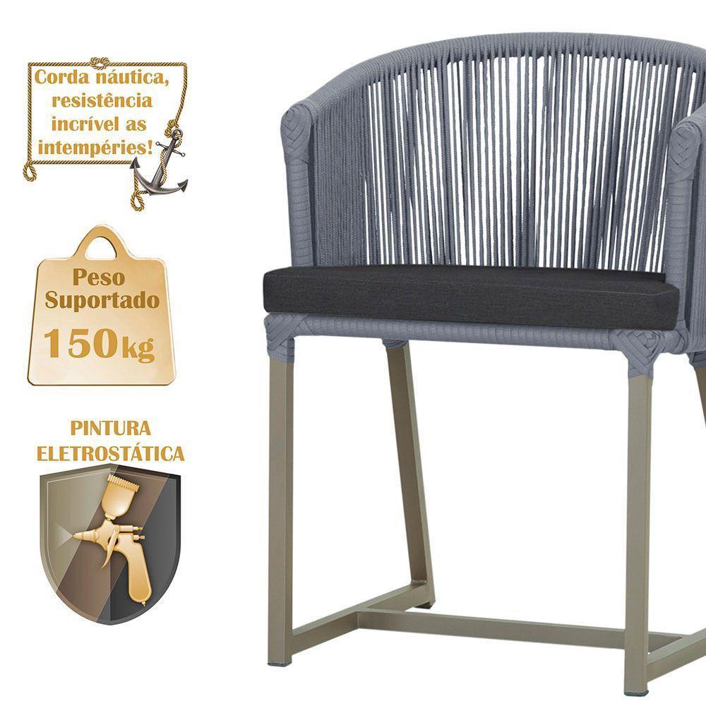 Mesa Com 4 Cadeiras E Noronha Estofado 11 Trama Original Prata - 4