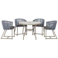 Mesa Com 4 Cadeiras E Noronha Estofado 11 Trama Original Prata - 1