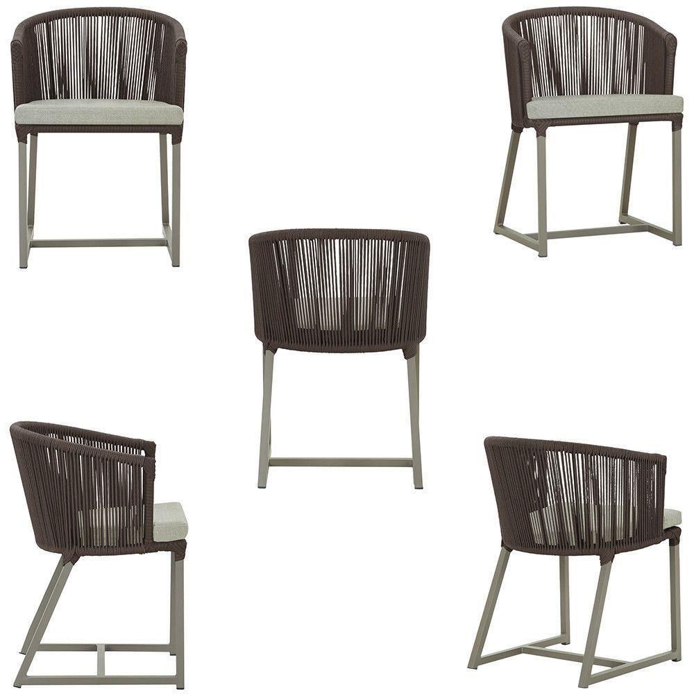 Mesa e 6 Cadeiras De Jantar Noronha Fendi E3 Trama Original Marrom - 6