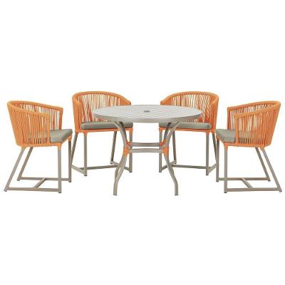 Mesa Com 4 Cadeiras E Noronha Estofado 8 Trama Original Terra Cota