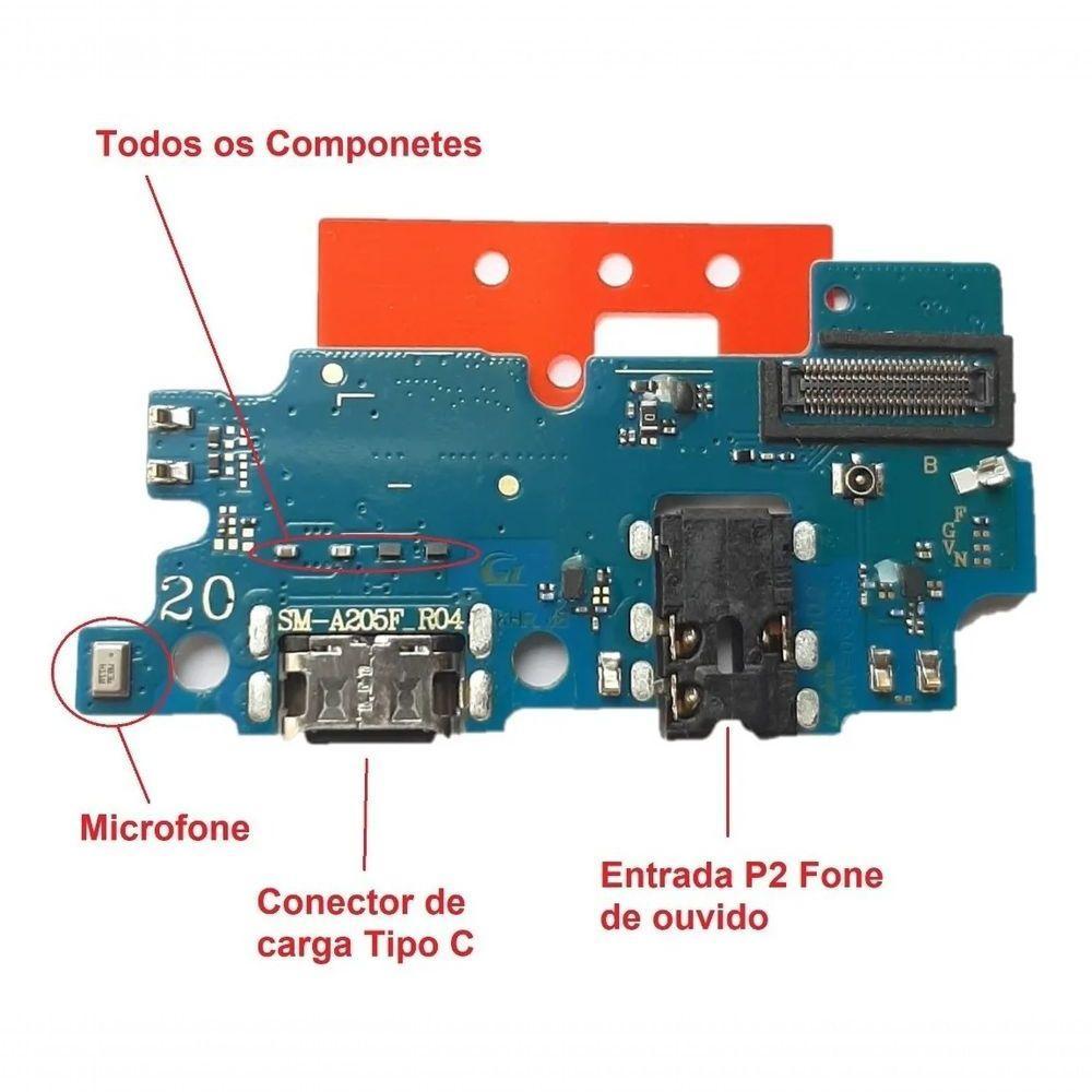 Conector De Carga Flex Com Placa Completa Para A20 A205 - 3