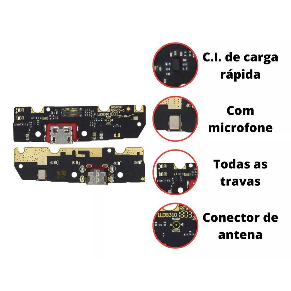 Conector De Carga Flex Com Placa Para Moto E5 G6 Play C.i - 4
